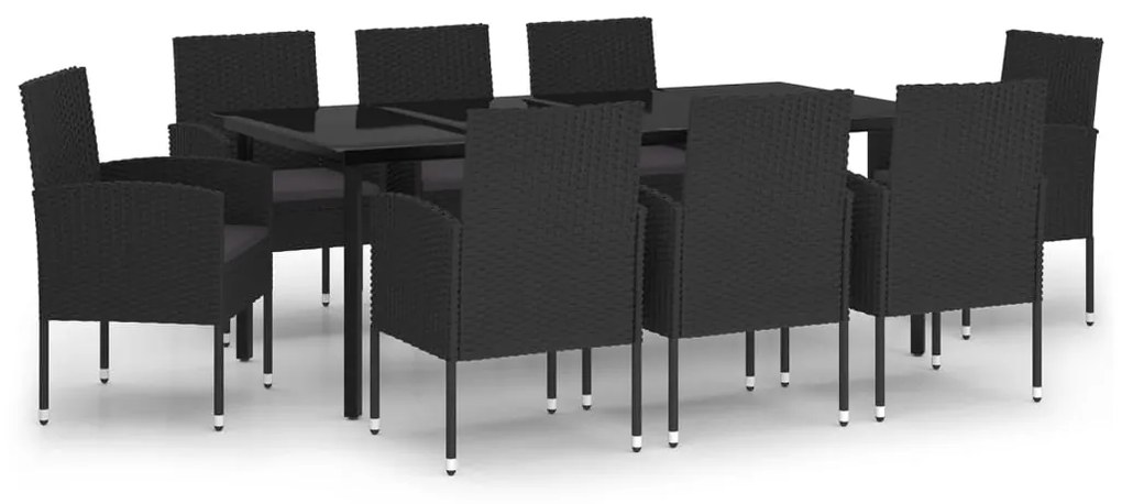 vidaXL 9 részes fekete kerti étkezőgarnitúra