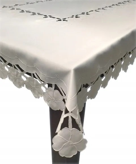 Abrosz hímzett, elegáns fehér abrosz, 150x220