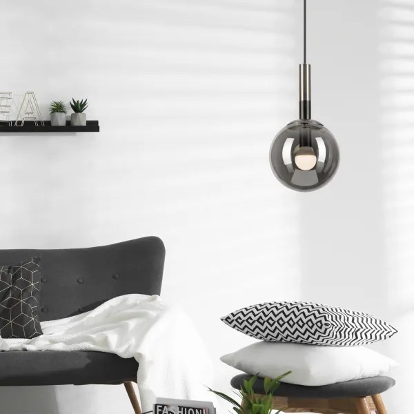 Csillár zsinóron ROLLO 1xE14/5W/230V matt króm/füstös