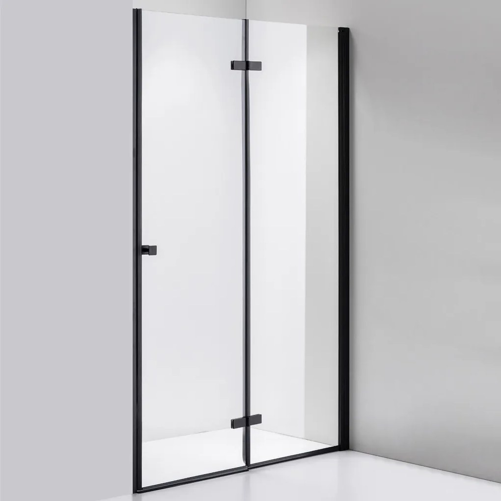 Stuxi Verona Black 100 cm széles csukló zuhanyajtó, 6 mm vízlepergető üveggel, fekete profillal