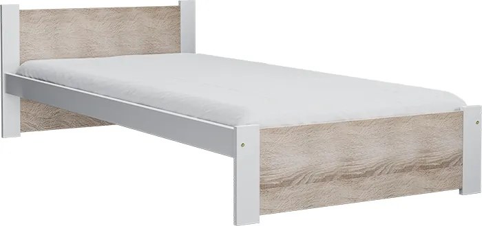 Ágy IKAROS 90 x 200 cm, fehér/som tölgy Matrac: SOMMERA 18 cm matraccal, Ágyrács: Deszkás ágyráccsal
