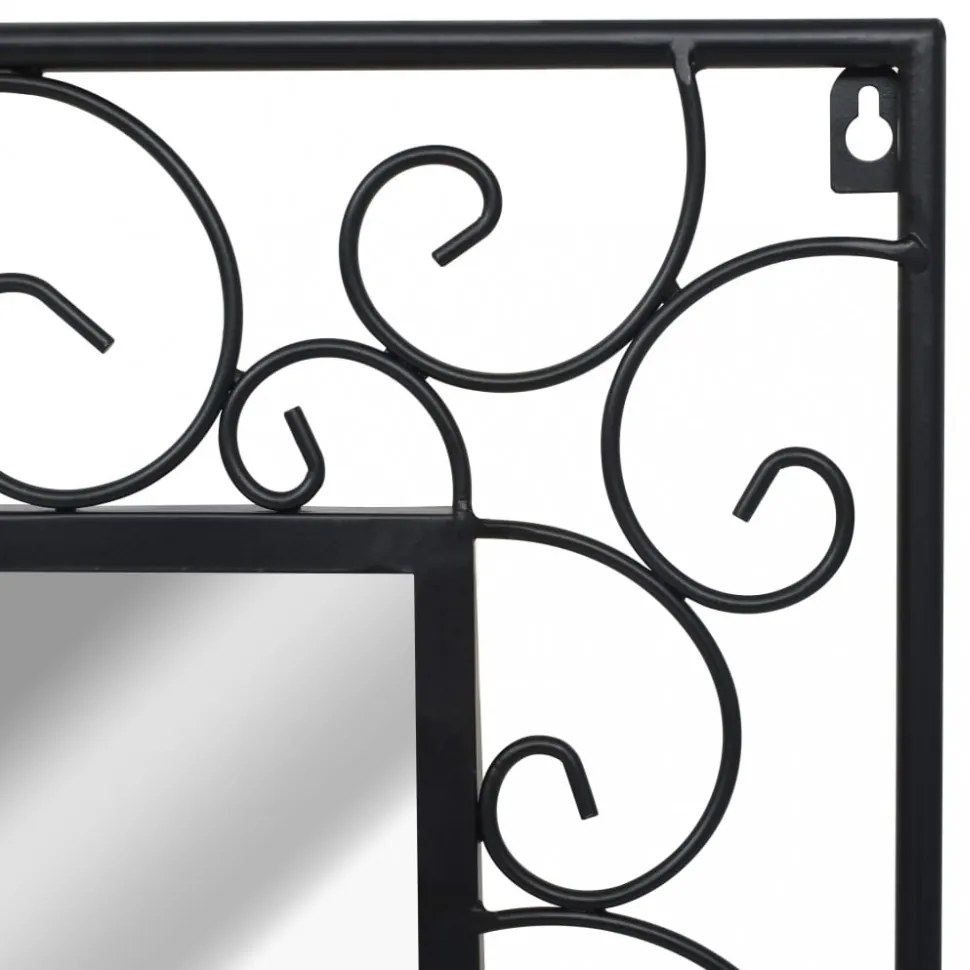 vidaXL fekete téglalap alakú kerti falitükör 60 x 110 cm