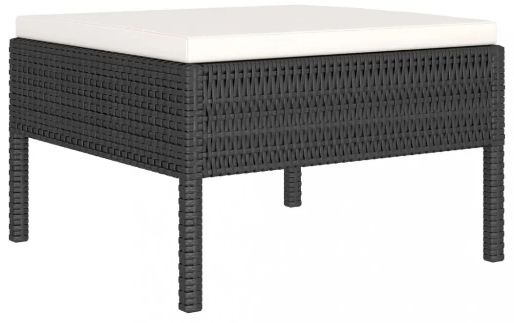 6 részes fekete polyrattan kerti ülőgarnitúra párnákkal