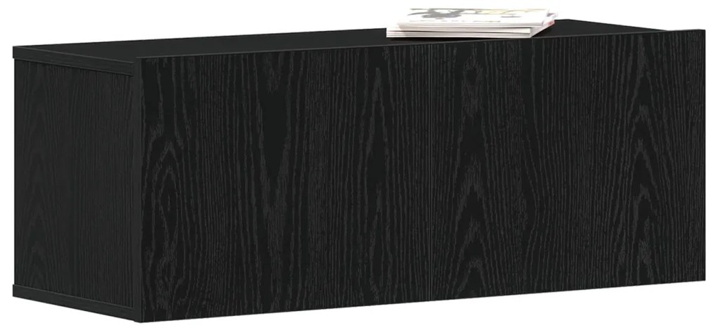 Fekete Tölgy TV Állvány 80x30x30 cm Műanyag Fából készült