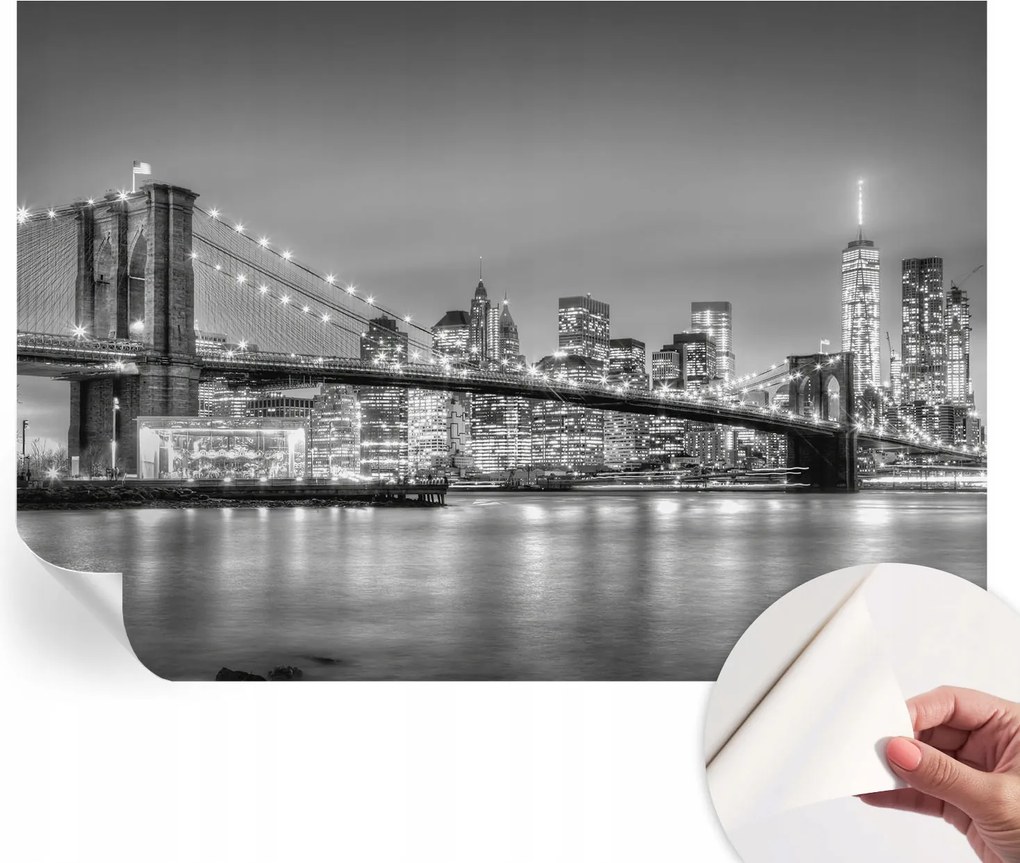 Öntapadós tapéta Divatos 3D fali ragasztóval Híd metropolisz 312x219 cm