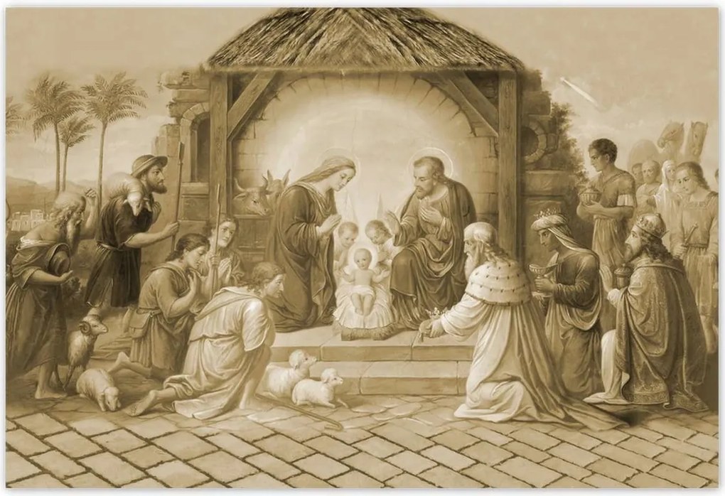 Poszterek 200x135 Szépia színű jászol