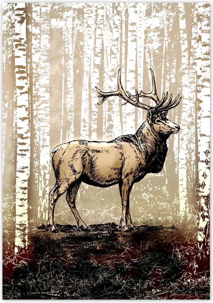 Poszterek 70x100 Szarvas Nyírfa Erdő