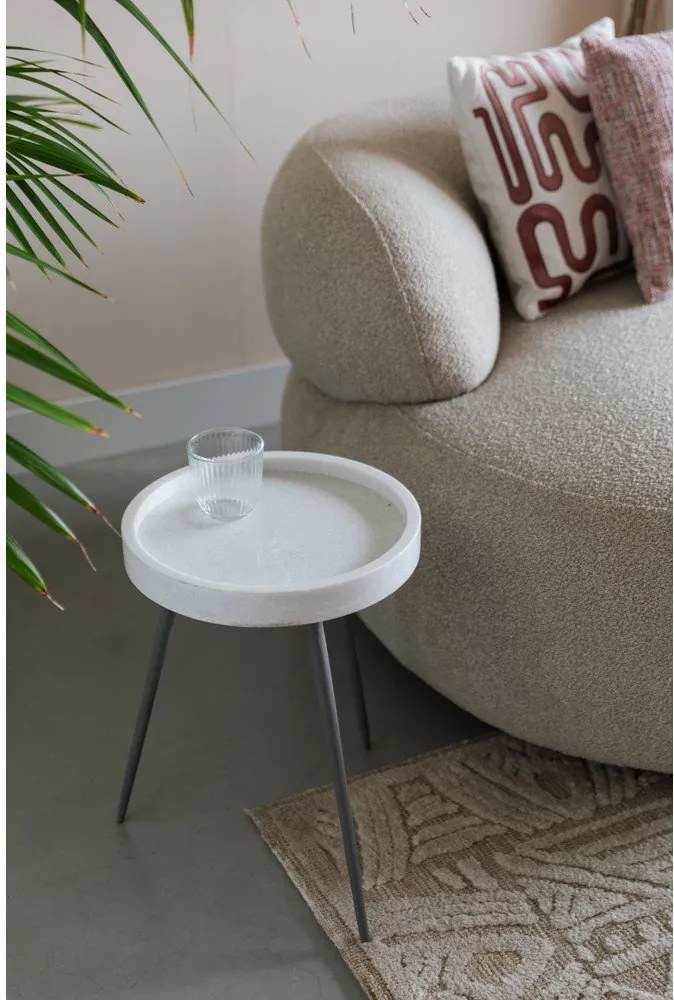 Kerek tárolóasztal márvány asztallappal ø 33 cm Karrara – White Label