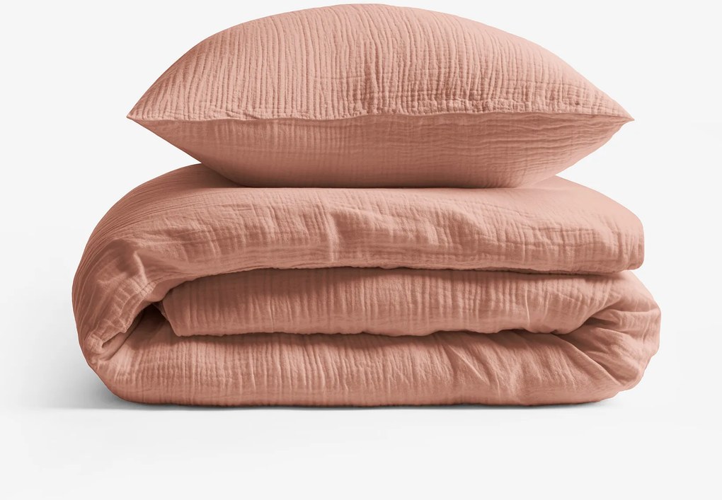 Goldea muszlin ágyneműhuzat – barack színű 240 x 220 és 2db 70 x 90 cm