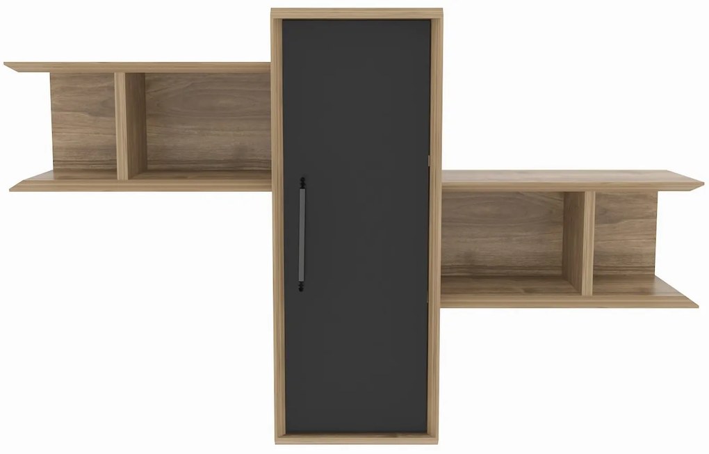 Fali polc Olida - Walnut, Black