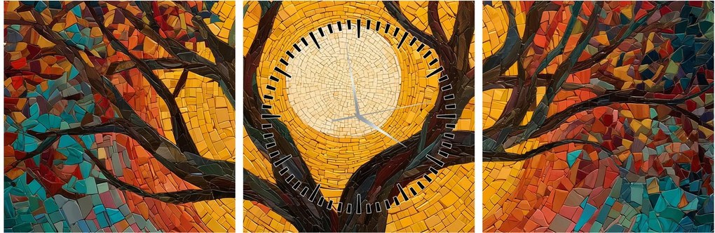 Kép - Nap az élet fájának koronájában (órával) (90x30 cm)
