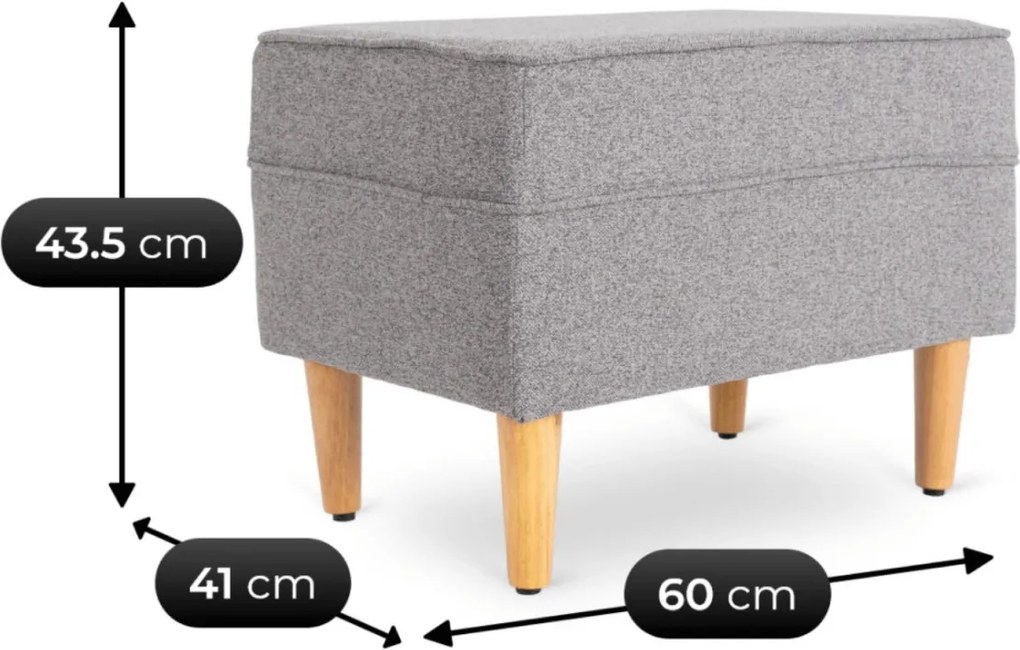 Fotel Wypoczynkowy EVAN 2 z Podnóżkiem Szary