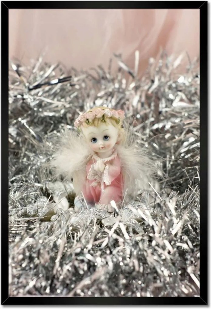 Poszterek keretben 40x60 Angyalka ezüst szénában