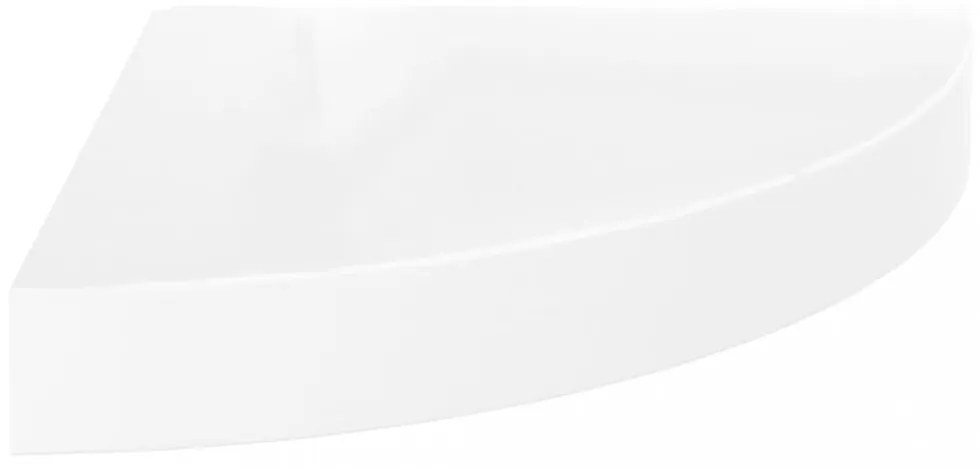 úszó sarokpolc magasfényű fehér MDF 25 x 25 x 3,8 cm