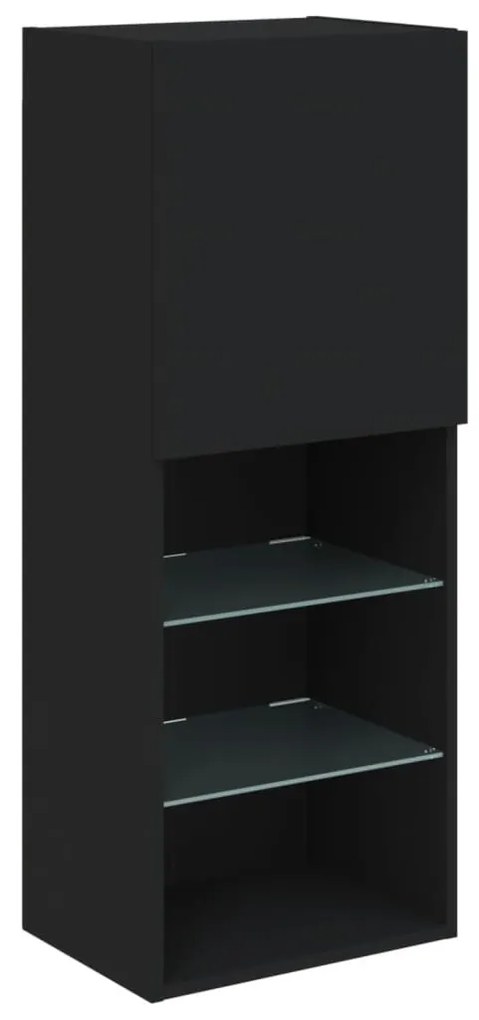 fekete TV-szekrény LED lámpákkal 40,5 x 30 x 102 cm