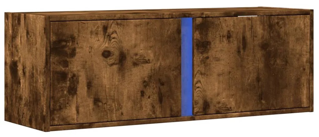 füstös tölgy színű fali TV-szekrény LED-ekkel 100x31x35 cm