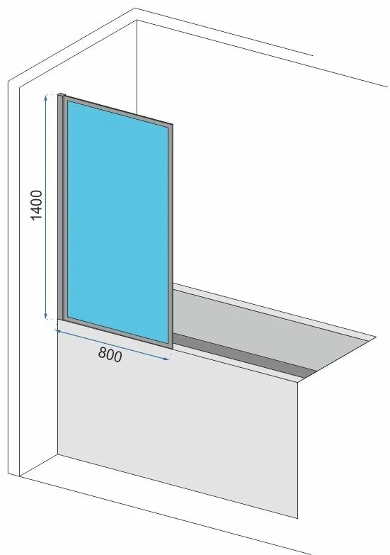 Fürdőkádparaván Rea Lagos Fix Fekete 80 cm