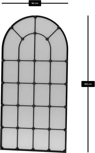 Ovalis tükör, fekete, 90 cm