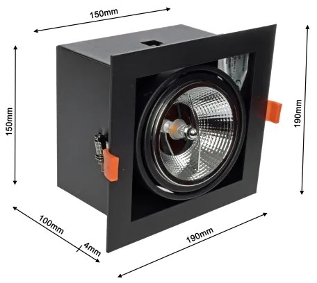 Beépíthető lámpa PLAZA AR111 1xGU10/12W/230V fekete