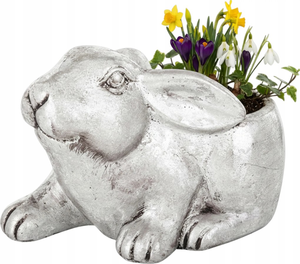 virágtartó fedél nyúl ezüst öregített húsvéti figura nád nyúl