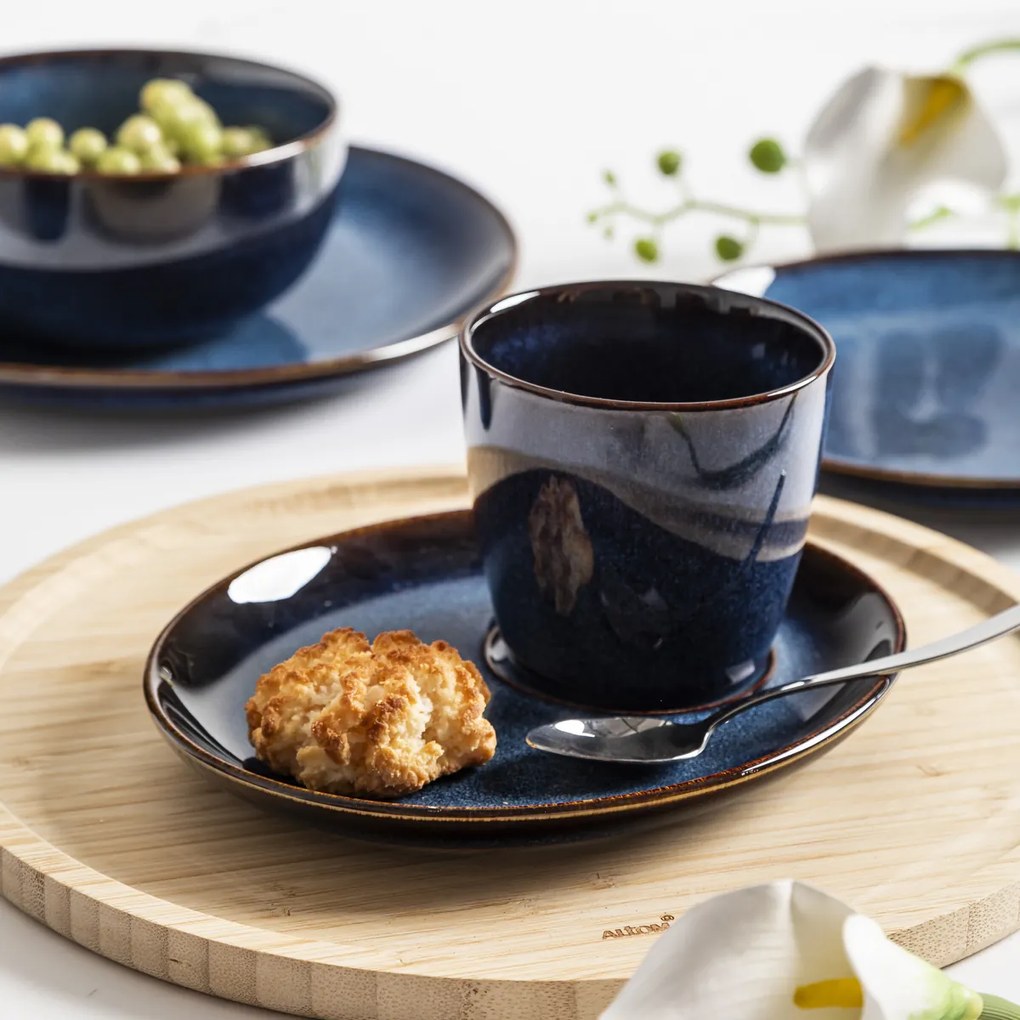 Altom Kerámia csésze alátéttel Reactive Navy Blue310 ml