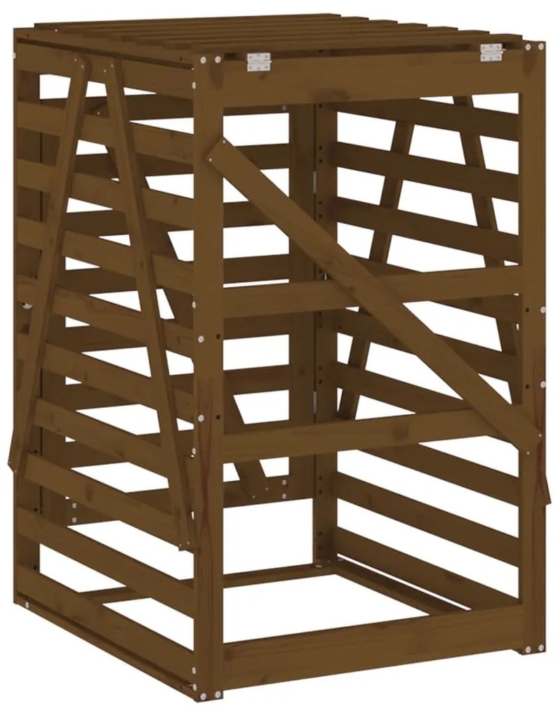 mézbarna tömör fenyőfa szemeteskuka tároló 84x90x128,5 cm