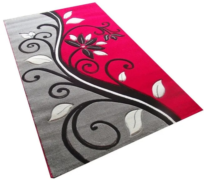 Decoria nyírt modern szőnyeg szürke piros