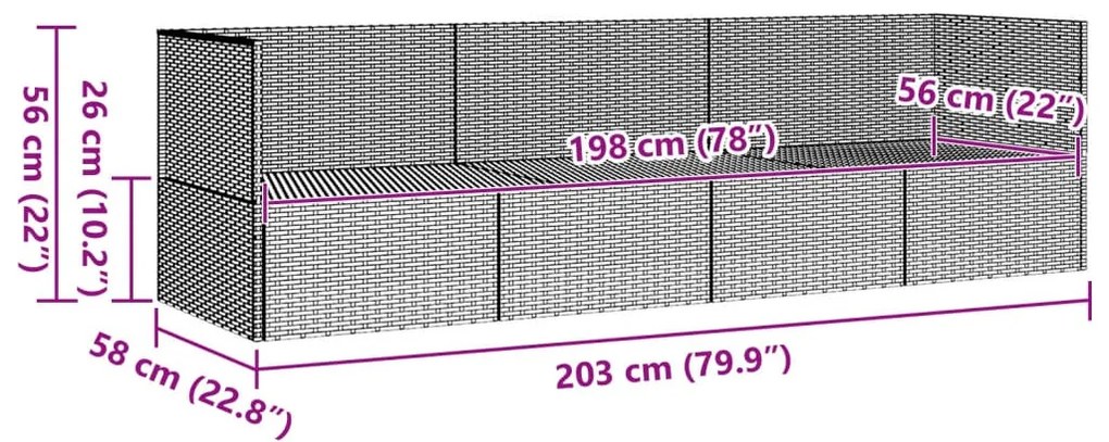 fekete polyrattan kültéri társalgókanapé párnákkal