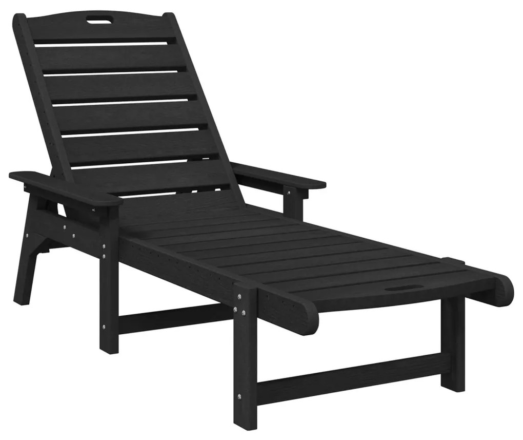 Napozóágy 2 db Fekete 162x53x98,5 cm HDPE