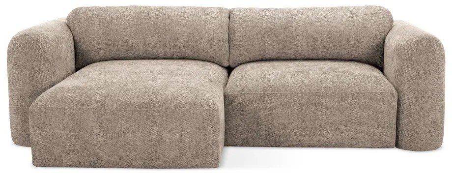 Világosbarna zsenília kinyitható-tárolóhelyes sarokkanapé (bal oldali-heverő résszel) Mele – Makamii