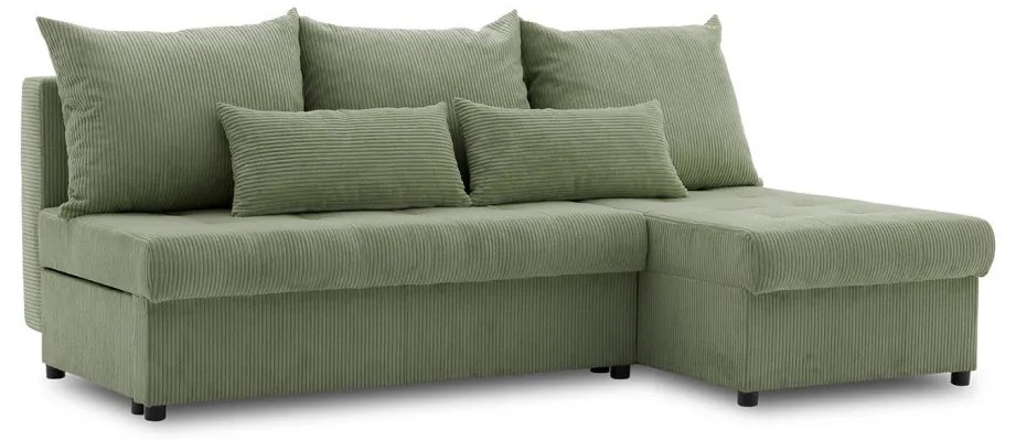 Venezia sarokkanapé, kordbársony, univerzális oldal, bonell töltet, zöld