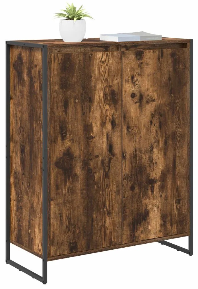 Cipőszekrény tárolóval Füstös tölgy 79 x 36 x 100 cm Faanyag