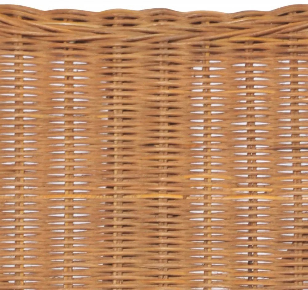2 személyes világosbarna természetes rattan és lenvászon kanapé
