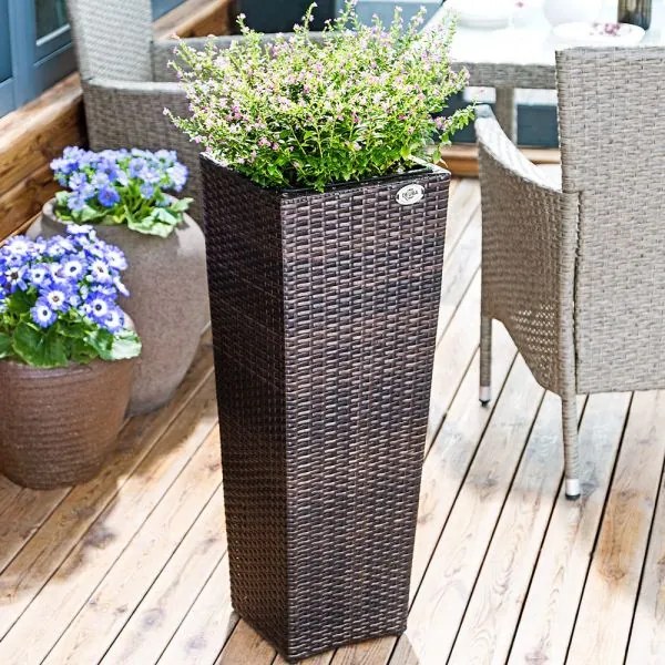 Casaria® 3 darabos polyrattan virágcserép szett - barna