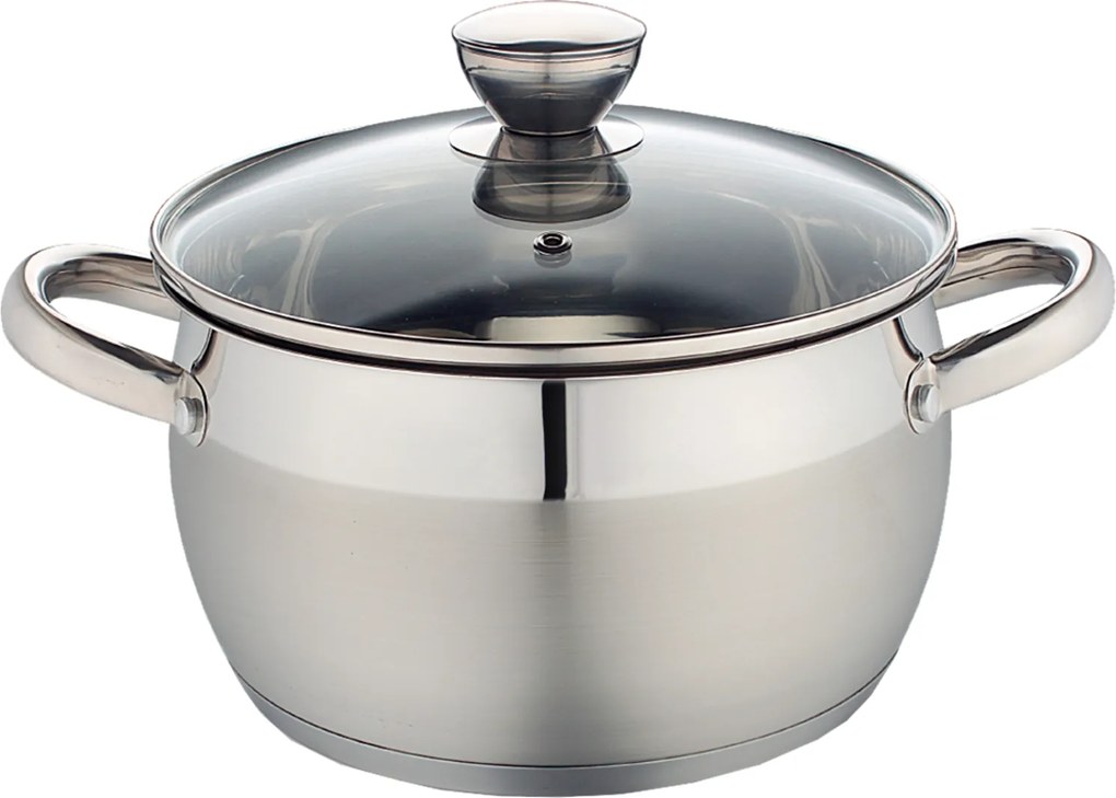 Rozsdamentes Acél Fazék 16 CM Fedővel 1,5L Gáz Indukciós Bogyó