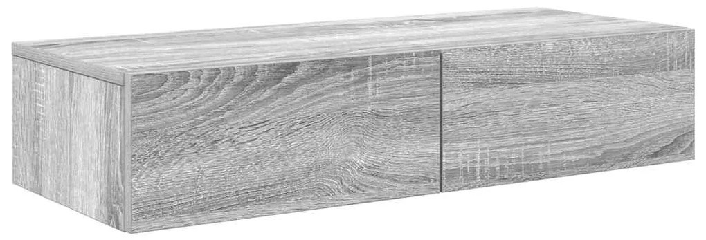 Falipolc fiókokkal szürke sonoma 80x33x17 cm műszaki fa