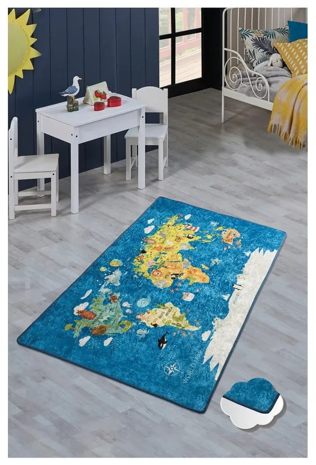 World Map gyerekszőnyeg, 100 x 160 cm