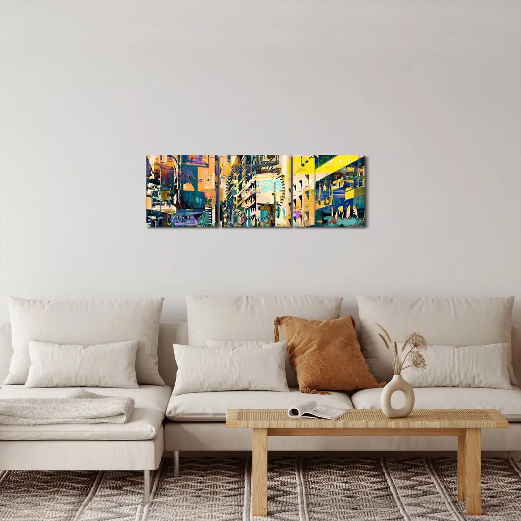 Kép - Festett absztrakció (órával) (90x30 cm)