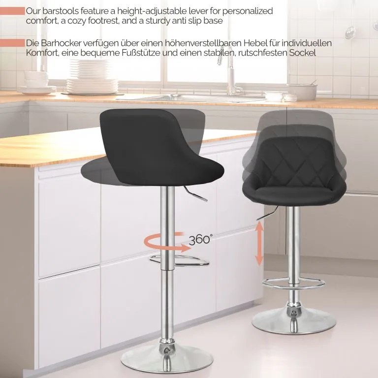 MIADOMODO Bárszék 2 db karfa nélkül fekete