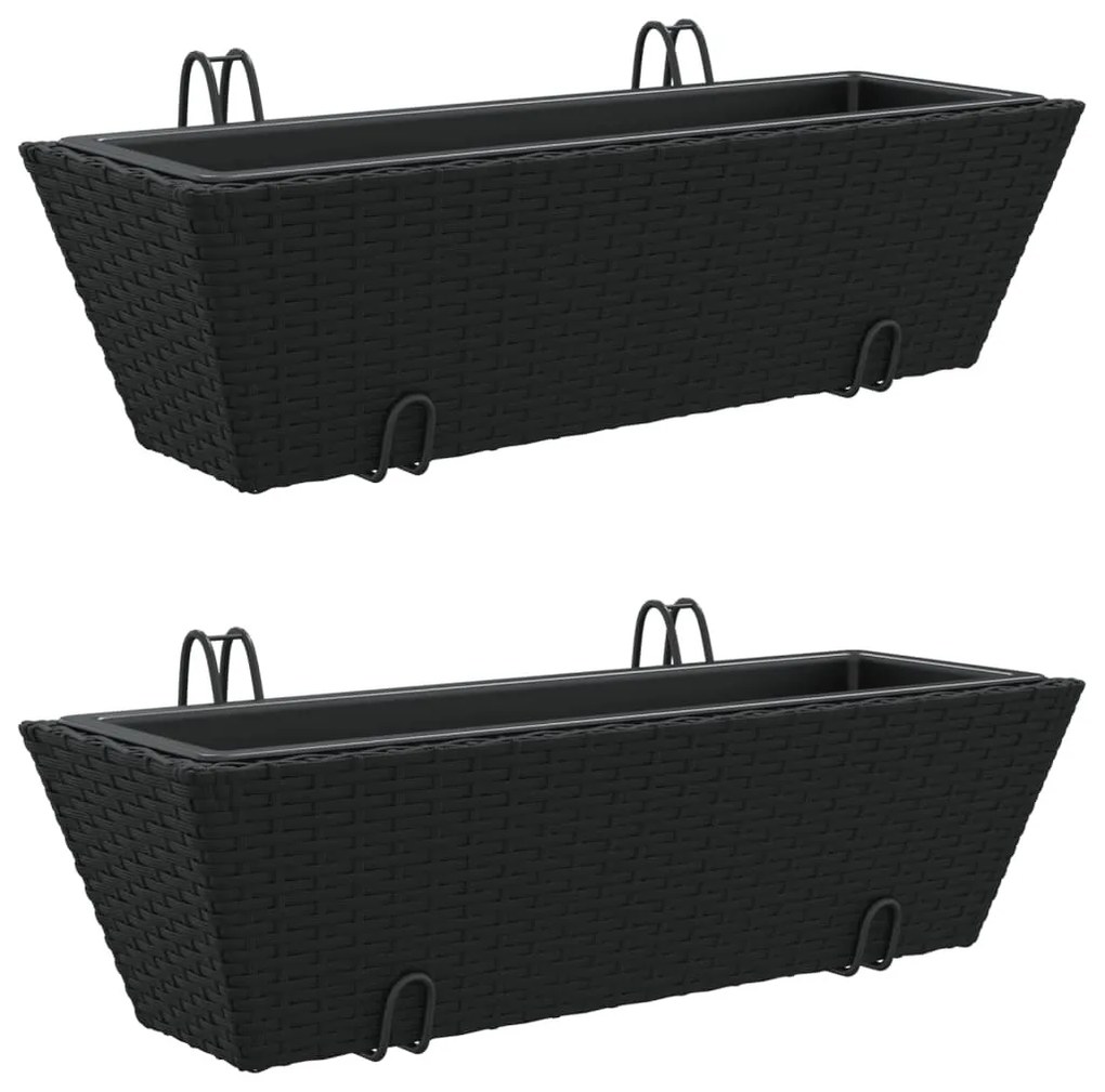 2 db fekete polyrattan növénytartó horoggal