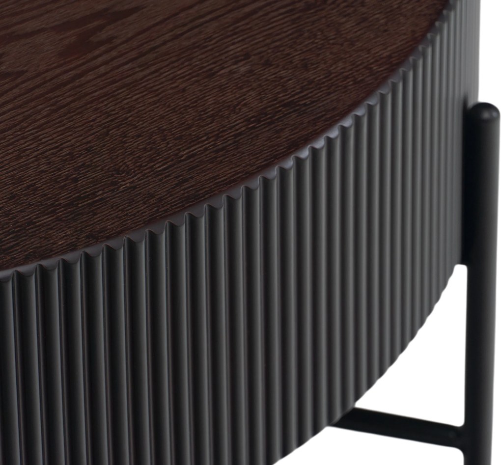 Corbi dohányzóasztal 80 cm nappaliba - sötét dió / matt fekete