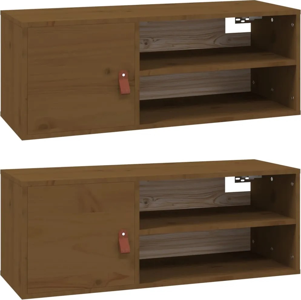 vidaXL 2 db mézbarna tömör fenyőfa faliszekrény 80 x 30 x 30 cm