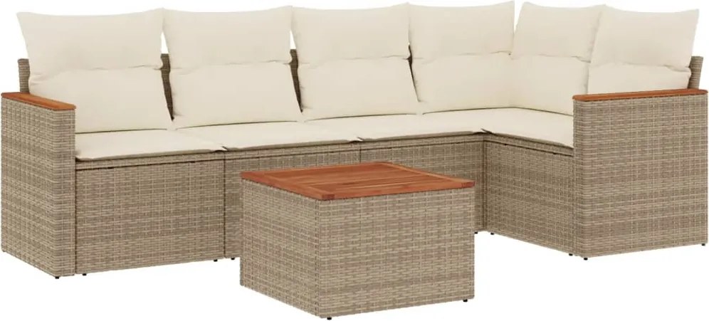 vidaXL 6 részes bézs polyrattan kerti ülőgarnitúra párnával