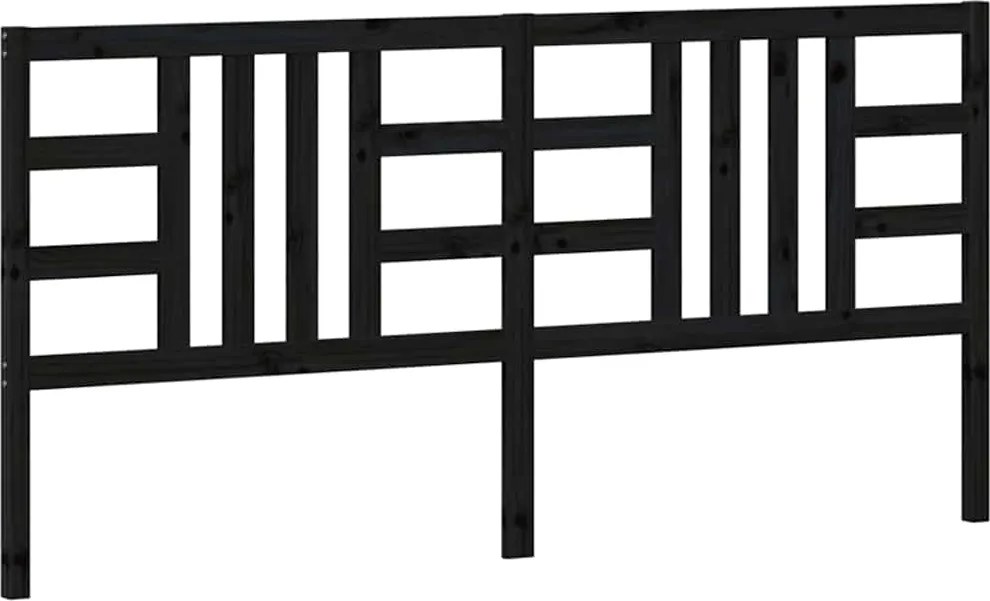 vidaXL fekete tömör fenyőfa ágyfejtámla 206 x 4 x 100 cm