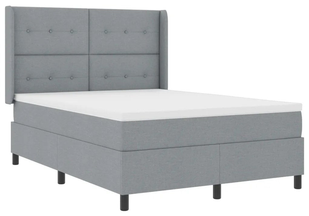 Boxspring Ágy Matrac és LED Fény Szürke 140x200 cm Szövet