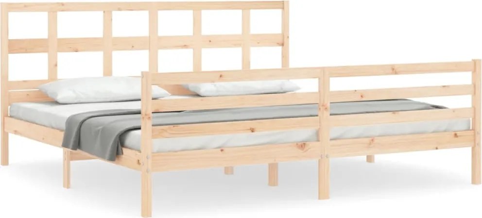 vidaXL tömör fa ágykeret fejtámlával 200 x 200 cm