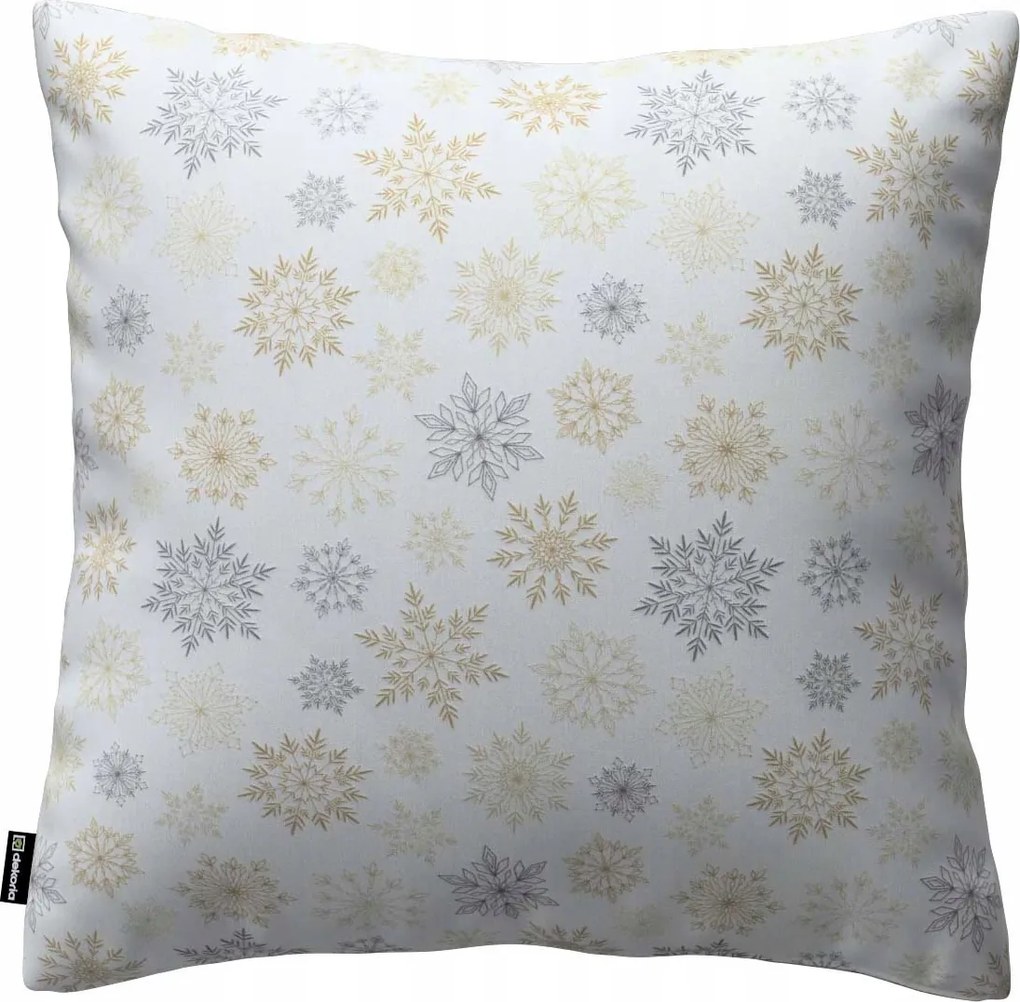 Párnahuzat 60x60 arany, ezüst csillagok fehér alapon