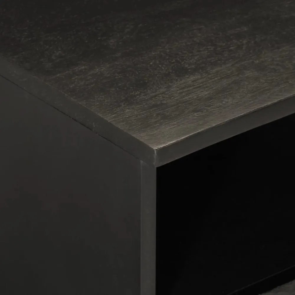 fekete tömör mangófa TV-szekrény 70 x 33 x 46 cm