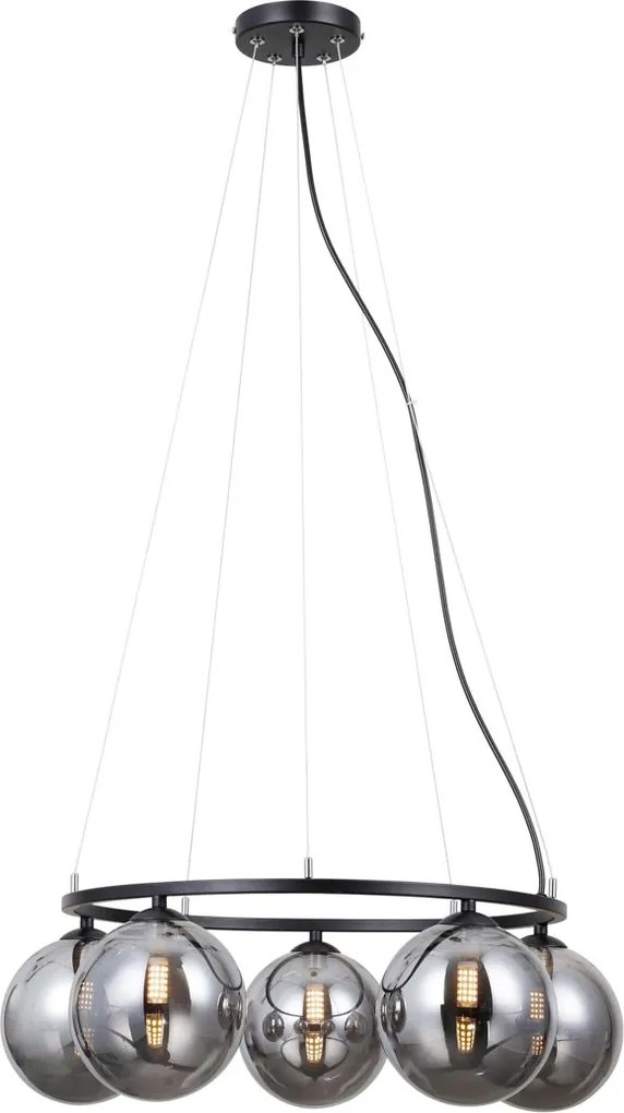 Italux modern függeszték molite matt fekete füstös itxpnd-1098-5r-bk