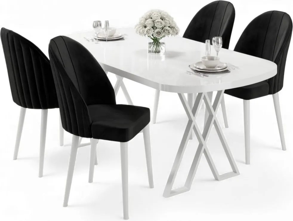 Kaye étkezőgarnitúra, fehér-fekete, 168 cm – TR240CHR2808